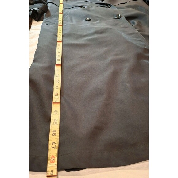 Vintage UTEX Chic Trenchcoat Size 12 Women's Black Belted Double Breasted - Picture 10 of 11